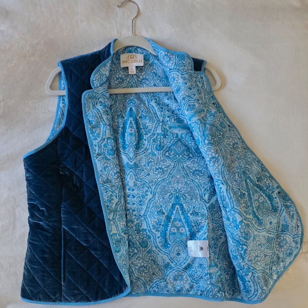 Nicoblu blue velvet vest - Picture 4 of 6